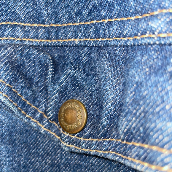 Wrangler Jean Jacket Custom Eagle Embroidery Authentic Jeans - Picture 6 of 12